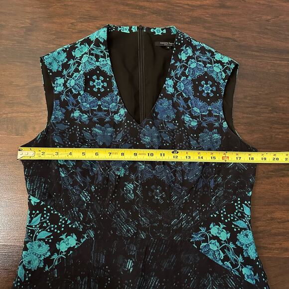 Nanette Lepore black & blue floral silk midi dress size 12 - Picture 12 of 13
